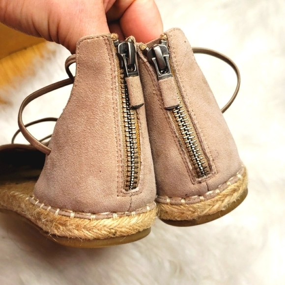 Eileen Fisher Criss Cross Lace Suede Espadrille 5 earth - Picture 8 of 12